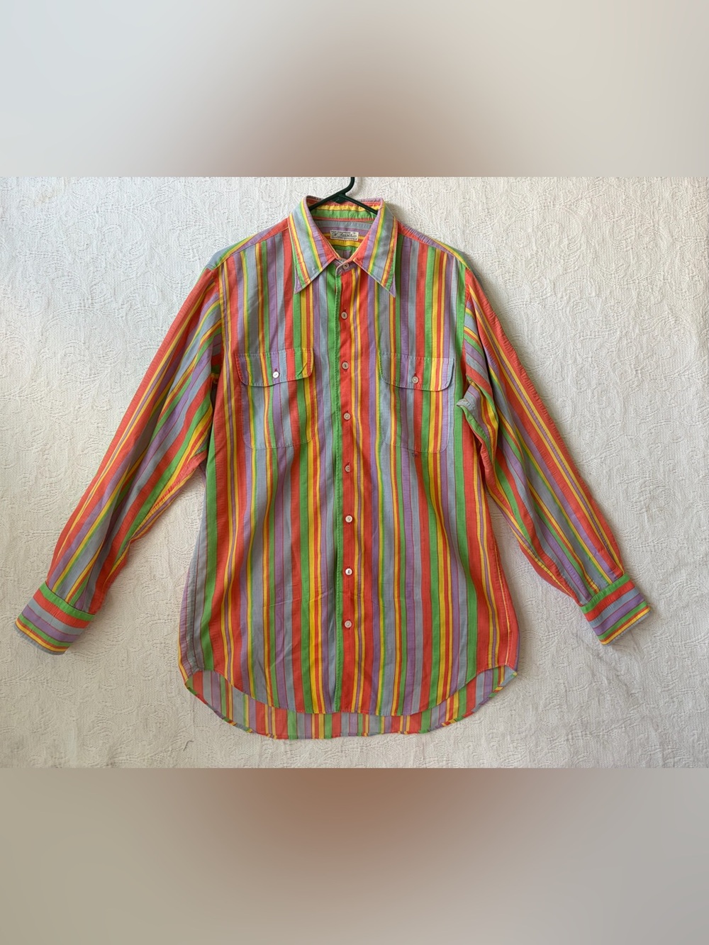 Vintage H. Reiser Multicolor Striped Button Down Shirt From Germany Large